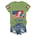 thumbnail image 5 of Summer Tops for Women Gsakboxl Women V Neck Patriotic T-Shirt, 4th Of July USA 250th Anniversary American Flag Floral Graphic Print Short Sleeve Casual Holiday Tops Womens Shirts XL, 5 of 8