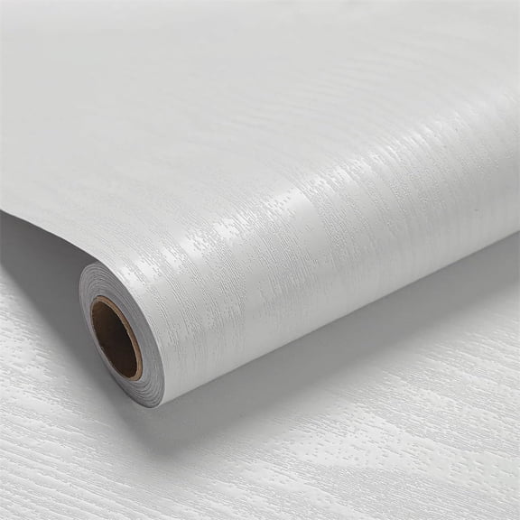 Pure White Wood Grain Wallpaper,Removable Self Adhesive Wall Paper Sticker,Waterproof Thickened Wall Paper,Contact Paper for Wall Cabinets Countertops Table