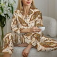 thumbnail image 6 of Honeii Colorful Vintage Corn Print Women's Pajama Sets Long Sleeve Button Down Sleepwear Nightwear Soft Pjs Lounge Sets 2PCS-Small, 6 of 7