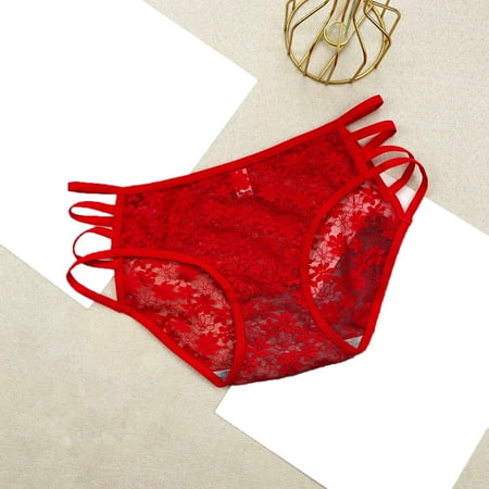 

Qazqa Lace Underwear For Women Breathable Bikini Lightweight Soft Panties Red One Size