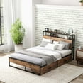 thumbnail image 4 of Costway Full Industrial Platform Bed Frame with Drawer Storage Headboard Charging Station, 4 of 9