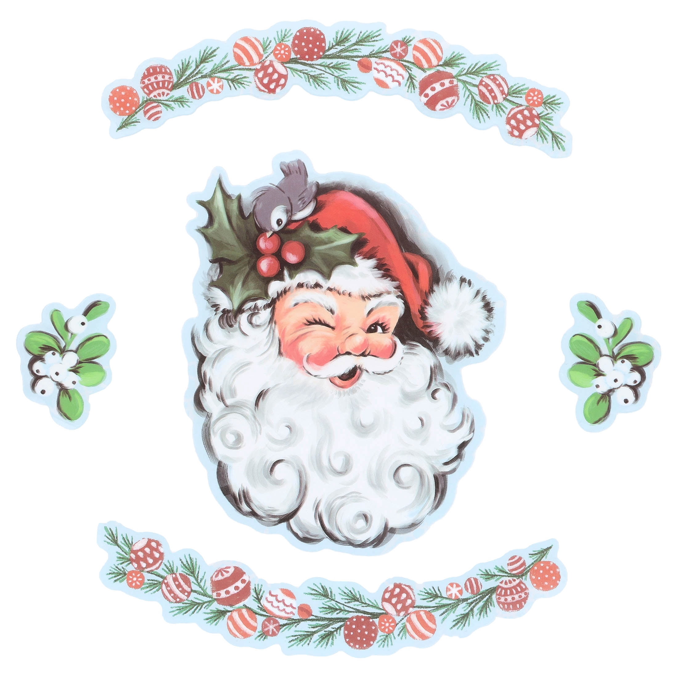 Santa and Bear Christmas Window Clings, Multicolor, 10.8" x 16.8", by Holiday Time