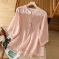 thumbnail image 3 of XIAOCHA Women's Elegant Embroidered Round Neck T-Shirt Versatile Basic Top for Casual Spring Autumn Fashion Outfits, 3 of 3