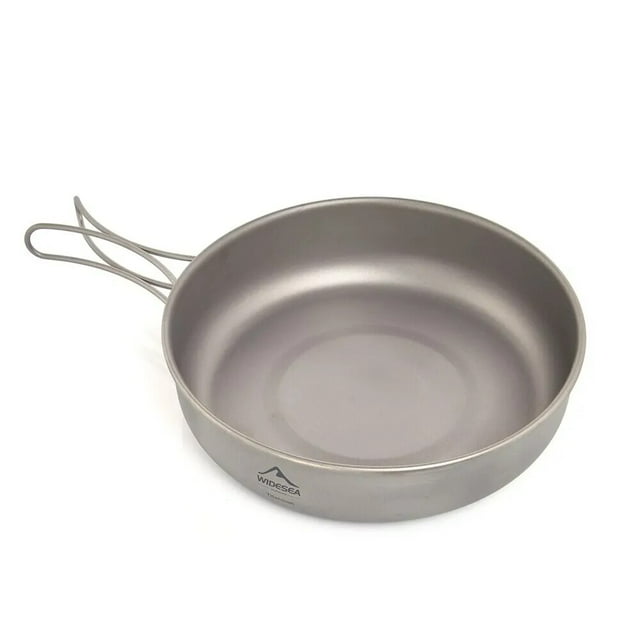 Camping Tableware Titanium Cookware Set Tourism Cauldron Outdoor Cooking Pot Frying Pan Picnic Kitchen Hiking Trekking 17.4CM frying pan
