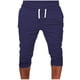 thumbnail image 1 of Pantalones cortos casuales de algodón qucoqpe para hombre, pantalones capri 3/4 para correr, transpirables, por debajo de la rodilla, con dos bolsillos, 1 of 5