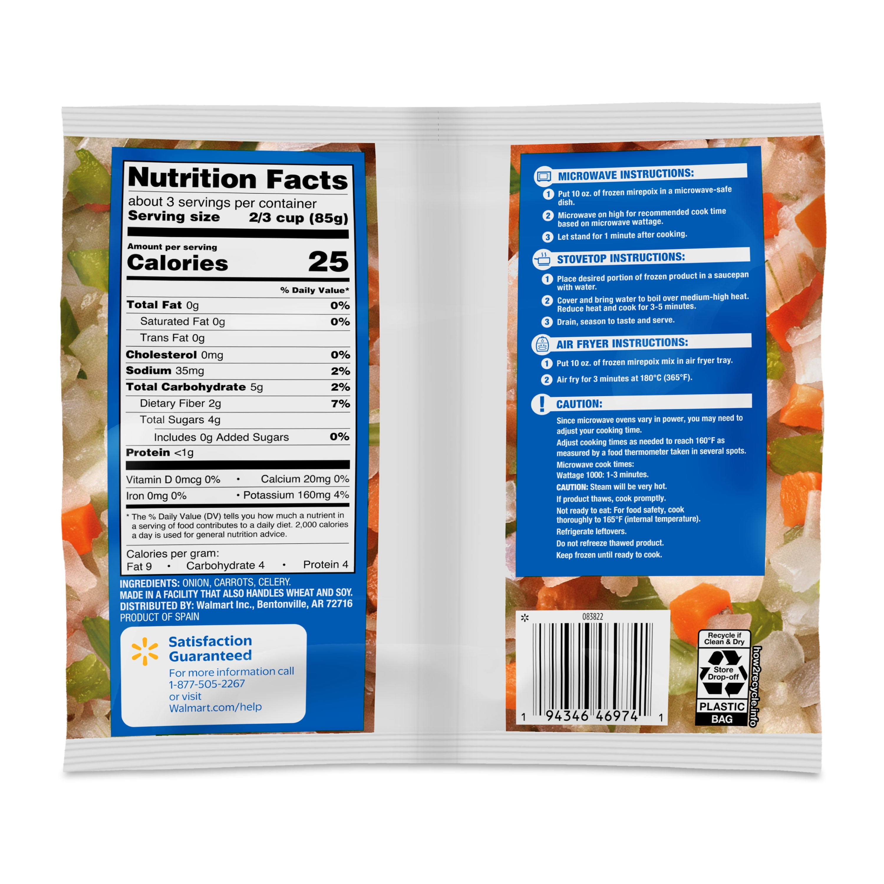 Great Value Diced Mirepoix Mix, 10 oz Bag (Frozen)