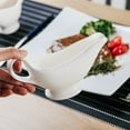 thumbnail image 2 of Hzsb White Ceramic Gravy Boat Sauce Server with Large Pour Spout Non-Slip Bottom Gravy Dispenser for Gravy Salad Dressings, 2 of 7