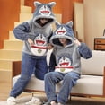 thumbnail image 3 of Conjunto de pijamas para parejas, pijamas para mujeres y hombres, pijamas para adultos, pijamas gruesos de invierno con capucha, ropa de dormir con dibujos animados de Doraemon, ropa de hogar holgad, 3 of 4