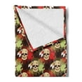 thumbnail image 2 of Skull Soft Flannel Fleece Throw Blanket, Skull with Feathers Tribe Backdrop with Colorful Blood Splash, Cozy Plush for Indoor and Outdoor Use, 70" x 90", Pistachio Green Cream, by Ambesonne, 2 of 5