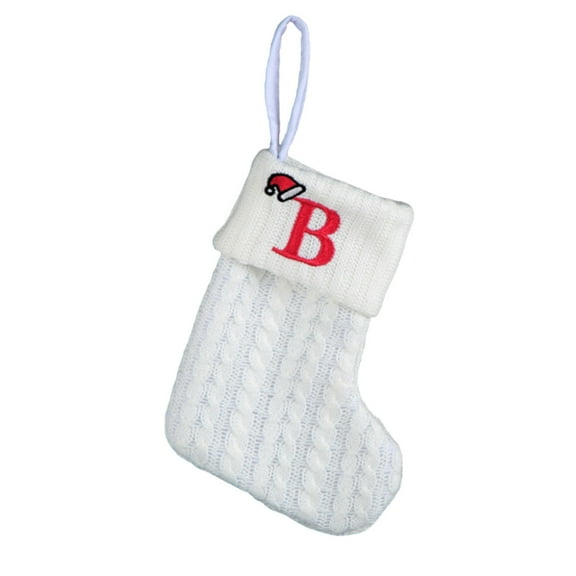 Zmeidao Initials Christmas Stockings, 8 Inches Small Embroidered Letter Knit Holiday Stockings for Family Holiday Decorations and Xmas Tree Fireplace, B