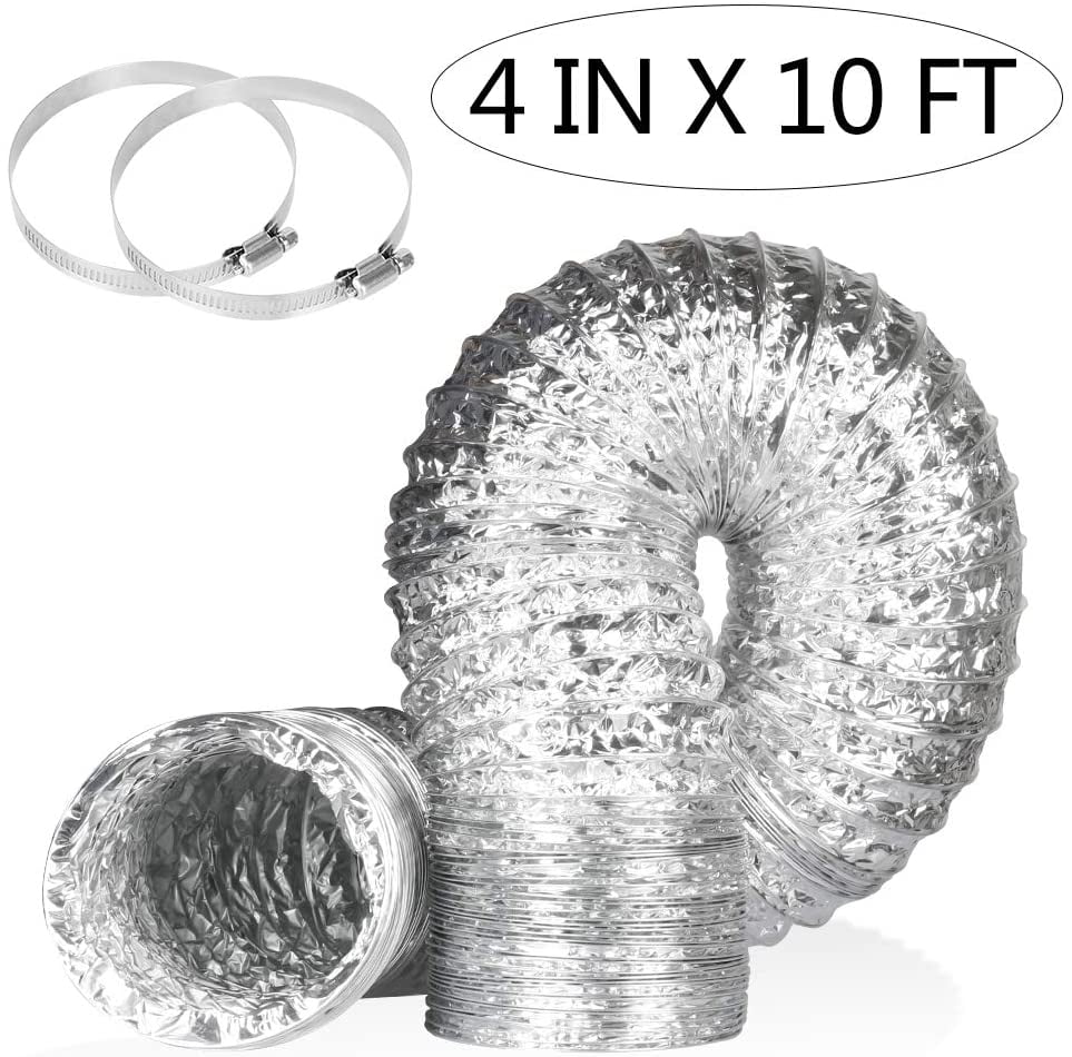 Aluminum Foil Dryer Vent Hose,10FT 4 Inch Flexible Duct,Exhaust Hose
