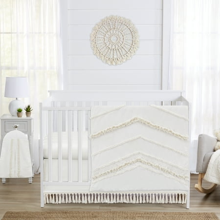 UPC: 0846480075622 | Boho Fringe Ivory 4 Piece Crib Bedding Set by Sweet Jojo Designs