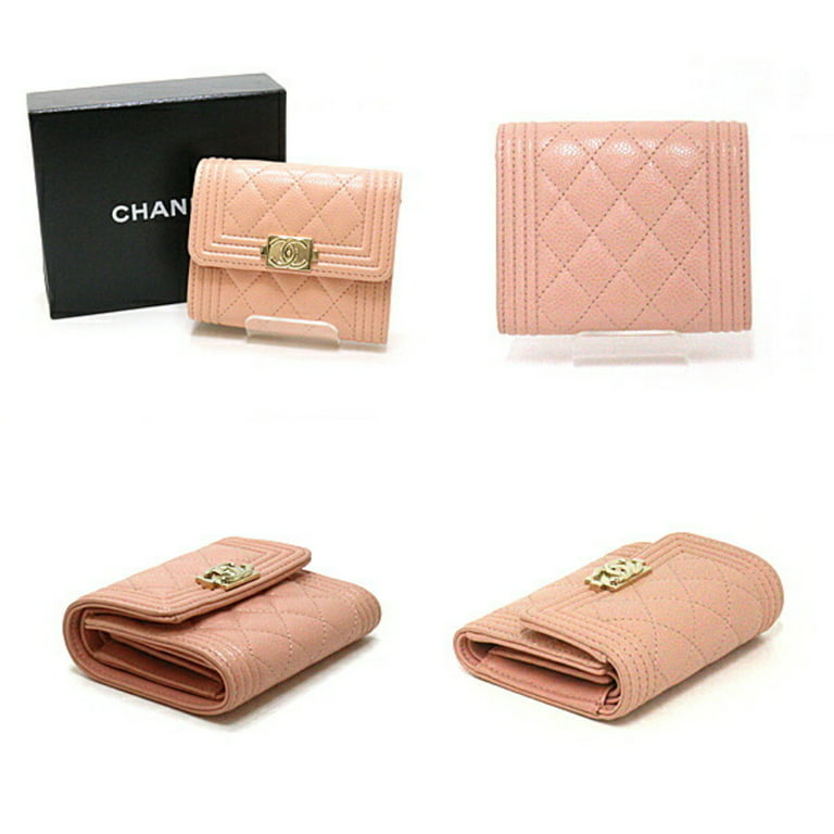 CHANEL Small flap Leather Wallet Pink Authentic Women Used from Japan
