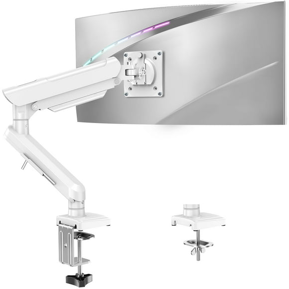 Single Monitor Mount for 13-32 inch Screen, Gas Spring Arm, Gaming & Home Office Use, VESA 75x75mm & 100x100mm, Freelift Pro White