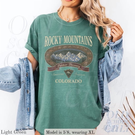 Vintage Rocky Mountains Colorado T-Shirt, Outdoor Discovery Graphic Tee, 90s Mountain Hiking Shirt, Ivory Nature Top