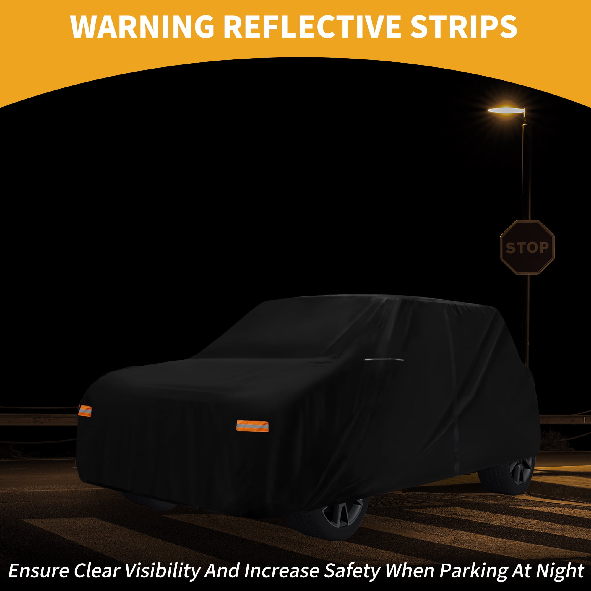 Unique Bargains Car Cover with Reflective Strips 155.51"x68.9"x53.15"