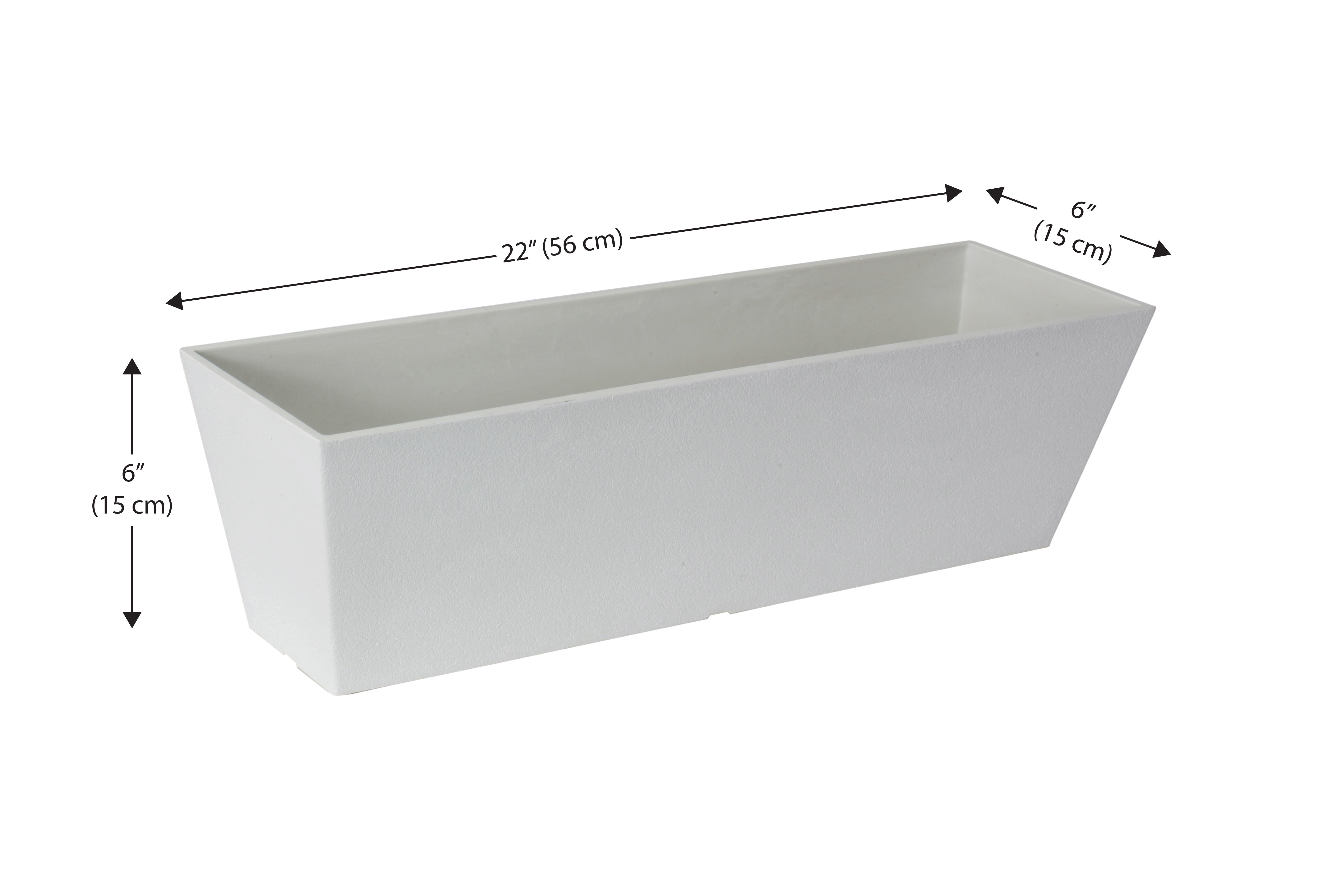 Acerra Windowbox Planter 22" x 6" x 6"H, White, 2 Pack