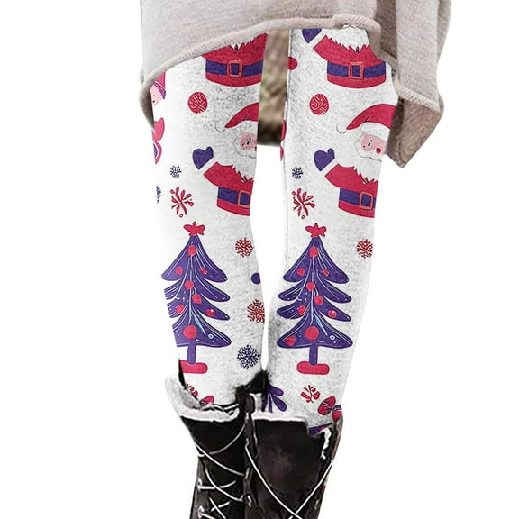 Mingw Ladies' Christmas Printed Leggings High waist Tight Athletic Yoga Pants Y2K Snowflake Printed Trousers,Multicolor,S