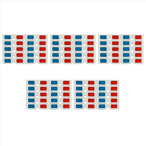 Gafas 3D,50 Pares Lentes Estéreo Papel Rojo y Azul para Películas Set Anaglifo de Papel Gafas 3D