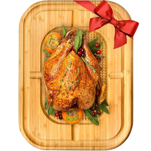 Tabla para Cortar Carne Bambüsi BAM-MBL de Bambú con Picos Centrales y Canal de Jugos 18x12 Pulgadas
