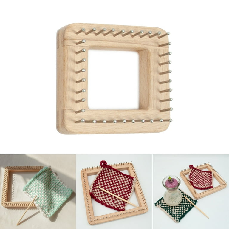 Square Knitting Loom Handcrafts Wooden Crochet Pegs Weaving DIY 10x10cm