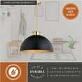 thumbnail image 5 of Devon 1L LED Compatible Matte Black and Gold Satin Brass Mid-Century Modern Pendant Light, 5 of 12
