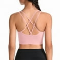 thumbnail image 3 of Women's Cross Back Sports Bra Padded Strappy Medium Support Yoga Bra for Workout Fitness Pink 34, 3 of 4