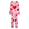thumbnail image 6 of CZHJS Valentine's Day Long Sleeve Festival Party Holiday Loungewear Womens Pajamas for Women Set Plus Size Matching Outfits Pajama Wide Leg Pants and Scoop Neck Shirts Sets&nbsp; 2 Piece Pj Sets, 6 of 7