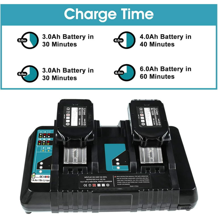 2 Packs Replace for Makita 18V Battery 6.0Ah, Replacement Makita 18 Volt  BL1860B Batteries BL1820B 1830B 1840B 1850B, Compatible with Makita 18v
