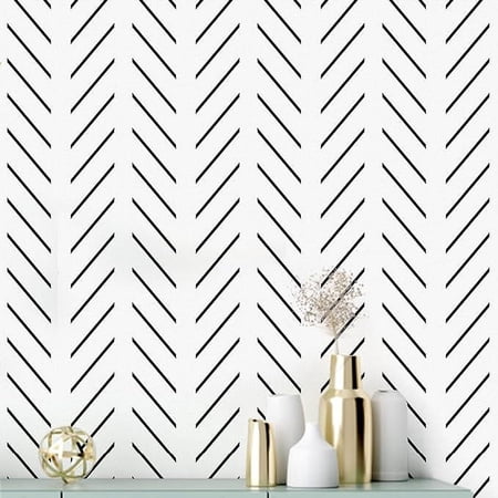 Erfoni Black and White, Peel and Stick Wallpaper 17.7inx118in