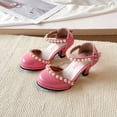 thumbnail image 5 of Ymyiu Flower Girl Shoes Girls Dress Shoes Princess Crystal High Heels Closed Toe Party Wedding Flower Girls Shoes Toddler Little Big Kid Size 1.5 (Pink,Big Kids 1.5), 5 of 6