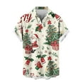 thumbnail image 5 of SERTG Men's Christmas Print Short Sleeve Shirt Lapel Collar Button Front Resort Casual Hawaiian Shirt Men Christmas Gifts Tops(Khaki,5XL), 5 of 6