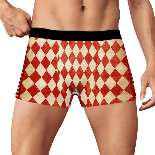 TSADFHJI sous-Vêtements pour Hommes Caleçons Courts 2TG Confort Décontracté Imprimé Carnaval S Rouge