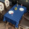 thumbnail image 2 of Blue Black Geometric Pattern Rectangle Tablecloth 60"x102",Waterproof Polyester Rectangle Table Cloth, Wipeable Spillproof Polyester Tablecloth for Dining, Camping, Indoor and Outdoor, 2 of 6