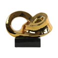 thumbnail image 1 of Ceramic Infinity Abstract Sculpture on Rectangle Base, Gold, 1 of 1