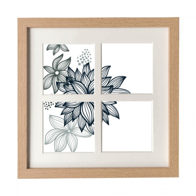 Plantas de flor arte colorido patrón de grano Pantalla de escritorio de pared de marco 4 aperturas