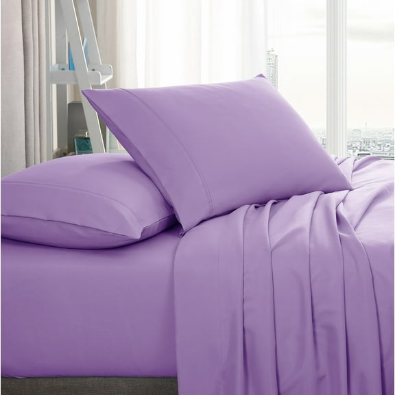 American Home Collection Brushed Microfiber Sheet Set, Deep Pocket Extra Soft Sheets & Pillowcases Set, 4 Pieces, Full, Lavender