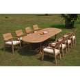 thumbnail image 4 of Grade-A Teak Dining Set: 8 Seater 9 Pc: 118" Double Extension Mas Oval Trestle Leg Table And 8 Vellore Stacking Arm Chairs WholesaleTeak #WMDSWVm, 4 of 5