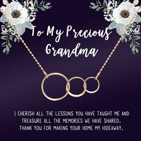 Personalized Card to Grandma, Mother's Day Gift, Custom Mother's Day Gift for Grandma, Customizable Card for Grandma with Gift Box and Ship Next Day! [3 Rose Gold Rings, Personalized Card]