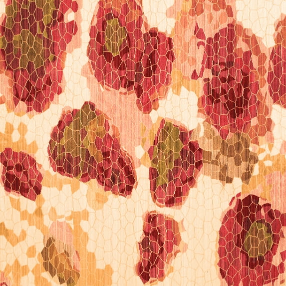 Ahgly Company Indoor Square Abstract Orange Contemporary Area Rugs, 6' Square