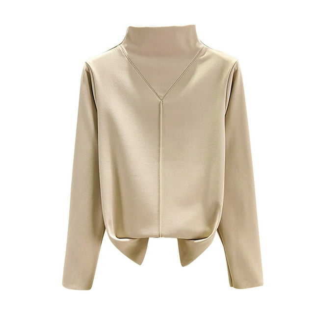 AherBiu Hauts de Pyjama pour Femmes à Manches Longues Col Roulé sous-Vêtements Thermiques Couche de Base Haut T-Shirts sous-Maillots