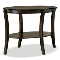 Furniture of America Orian Transitional 1-Shelf Wood Oval Sofa Table, Walnut