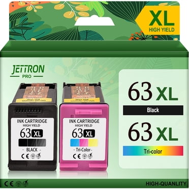 63XL Ink Cartridges for HP 63 Ink Cartridge Black and Tri-Color for HP Officejet 3830 4650 5255 4655 Envy 4520 4650 5255 5200 5258 4655 Deskjet 1112 2132 3632 Printer(1 Black,1 Color)
