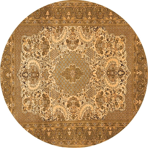 Ahgly Company Indoor Round Medallion Orange Traditional Area Rugs, 5' Round