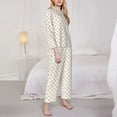 thumbnail image 2 of KLL Minimalist Crosshatch Dots Print Women's Long Sleeve Pajamas with Pants Sleepwear Loungewear 2 Set-Small, 2 of 8