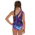 thumbnail image 2 of SEANATIVE One Piece Swimsuit for Girls with Short Sarongs Chiffon Cover Cut Out Back Bathing Suit Adjustable Strap Swimwear 2 Pcs Set, 7-8 Years, Butterfly Galaxy Violet, 2 of 7