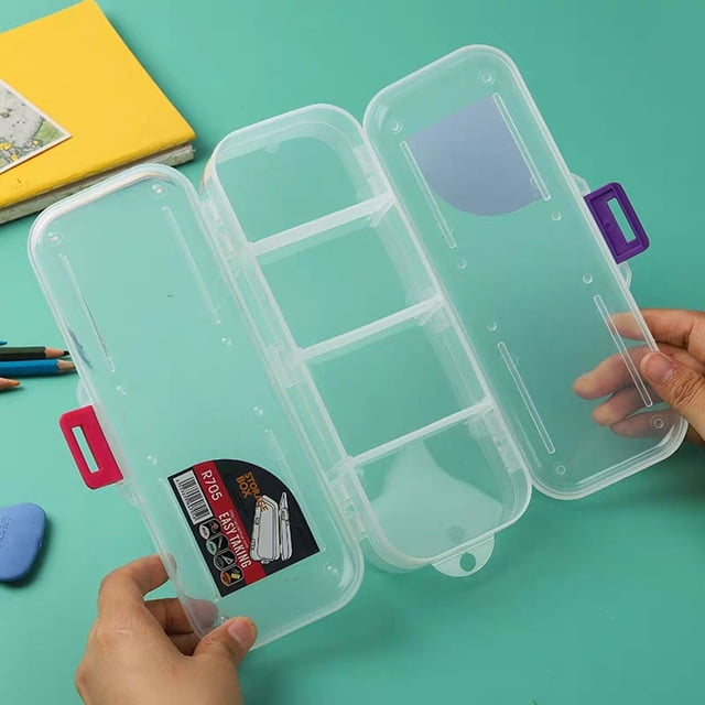 Trousse à Crayons Double Couche Trousse à Crayons en Plastique Trousse de Rangement Transparente en Plastique Double Face Double Ouverture Trousse à Crayons