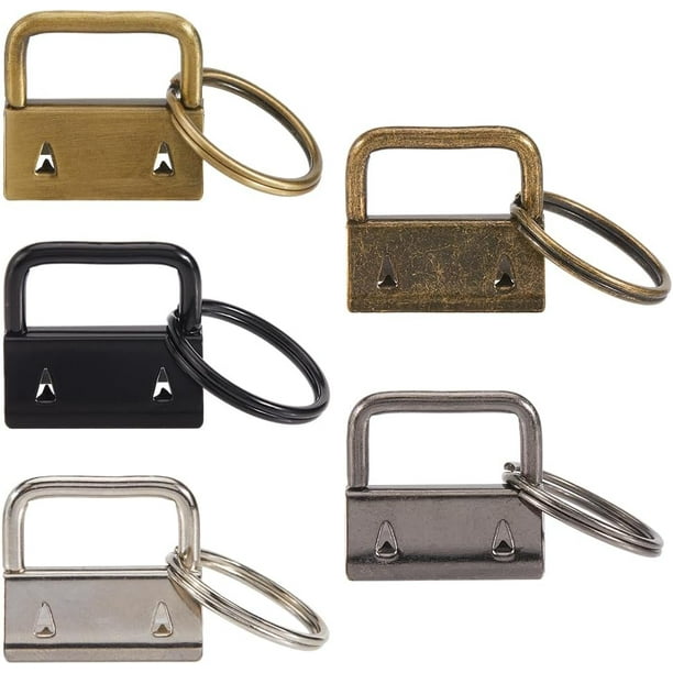 1 caja de 24 piezas de 5 colores para llaveros, accesorios para llaveros de pulsera con aros de 1 pulgada de metal de colores, cierres de hierro