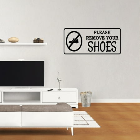 Please Remove Your Shoes Vinyl Wall Decal Quote Words Door Decor Window Entryway Mudroom Accent Sticker (Best Way To Remove Price Stickers)