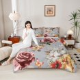 thumbnail image 4 of Manfei Female Women Chic Floral Rose Bedding Comforter Set 2pcs,Vintage Aesthetics Twin Comforter Sets Microfiber,Butterflies Flowers Breathable Bedding Set,Luxury Bedroom Decor,Reversible, 4 of 8